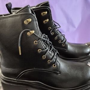 Women's Black Military Boots Size 11